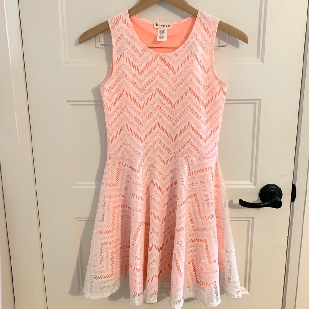 peachy white dress